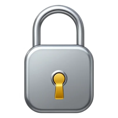 Chrome silver lock emoji, iOS emoji style, smooth metallic surface, rounded edges, reflective highlights, minimalistic sticker