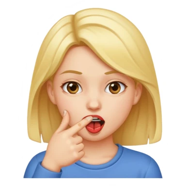 Chica mordiendose el dedo índice doblado sticker