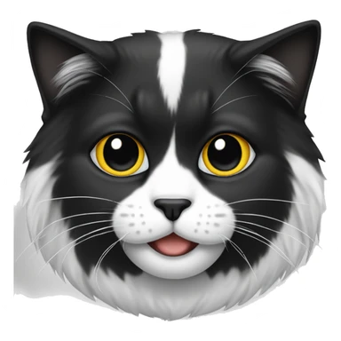 half Black and half white long hair cat with black bottom jaw sticker