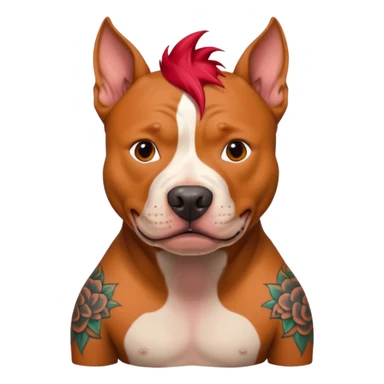 very tattoed pitbull dog with red spky hair sticker