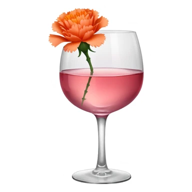 Pink wine with an orange carnation without a stem sticker