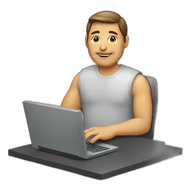 man with computer sticker