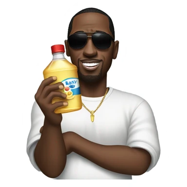 P. Diddy holding a baby oil sticker