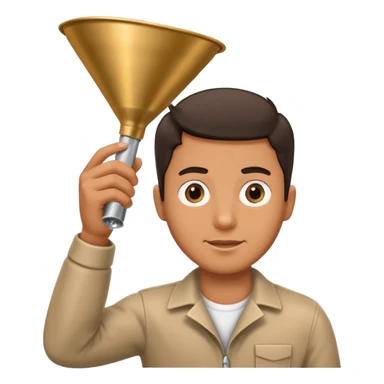 Man holding a funnel sticker