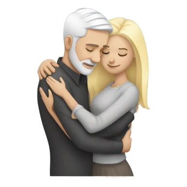 White man - grey hair - hugs blonde girl with eyes closed  sticker