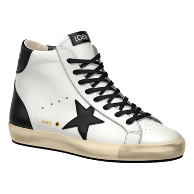 A golden goose shoe sneaker white with black heel sticker