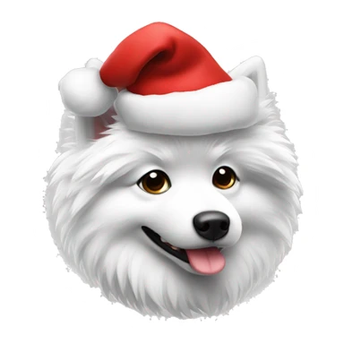 fluffy spitz black and white wearing santas hat sticker