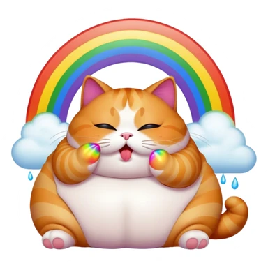 fat obese Cat puking rainbows sticker