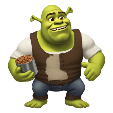 Shrek eating a can of beans sticker