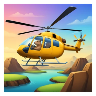 car in a helicopter riding out with a capybara  sticker