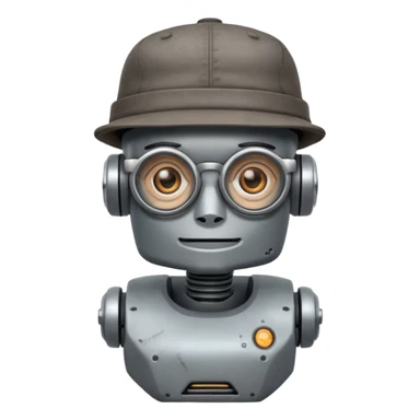 glasses tattoed robot with hat  sticker