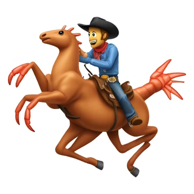Cowboy riding a bucking shrimp  sticker