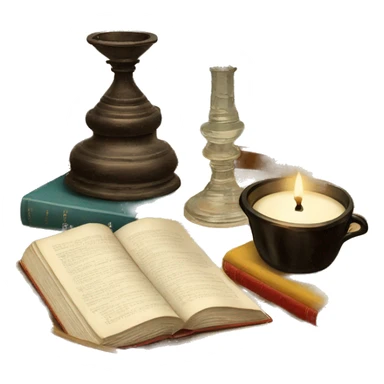 vintage tray with books and candle sticker