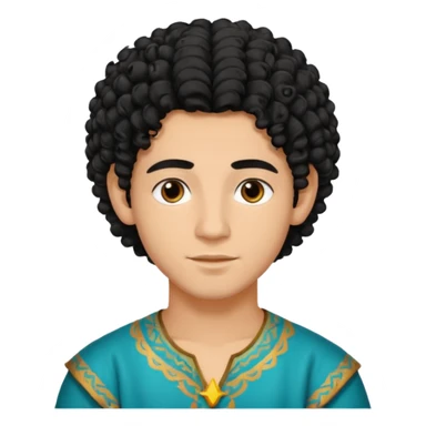 Young man with black curly hair cascade Haircut and light dark skin, moroccan / amazingh race sticker
