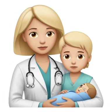 American doctor explaining to mother with sick child. for Family Medicine emoji sticker