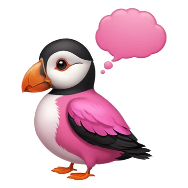 pink puffin pink feathers thought bubble sticker