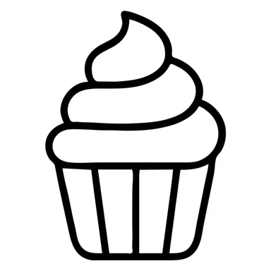 cupcake with pink icing outlined icon sticker