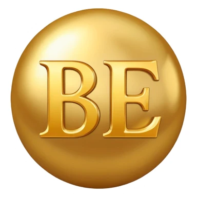 Create a golden ball emote using the initials B, E. From Belle Essence (name of a clothing shop) sticker