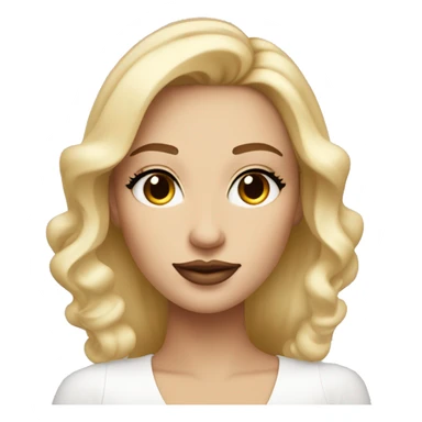 Create a very stylish blonde woman with brown eyes, a beauty mark above her upper lip on the right side, exuding a luxurious vibe. sticker