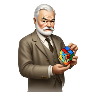 Ernest Hemingway holding a Rubik's cube in his hands sticker