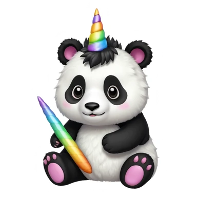 Panda with a unicorn horn sticker