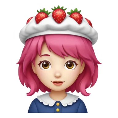 Cute ai emoji girl strawberry hair, and shortcake Berry hat, kawaii sticker