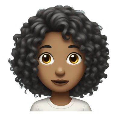 Girl with curly black hair with iPad and she is messy  sticker