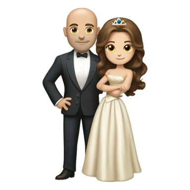 princess with brown hair and brown eyes in the arms of a bald rich man sticker