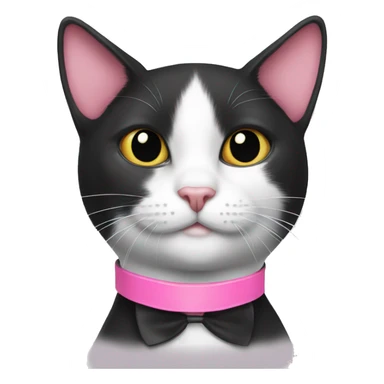 tuxedo cat wearing pink cat collar sticker