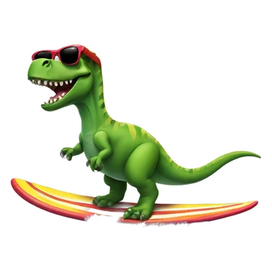 Dinosaur riding a surfboard with sunglasses sticker