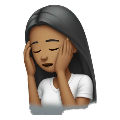 Girl holding her head in distress  sticker