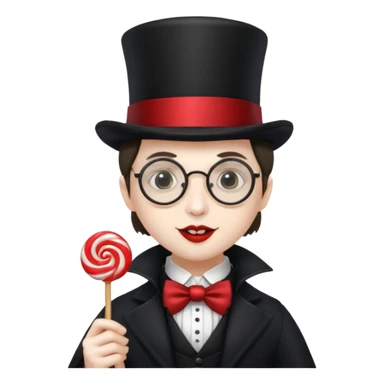 Vampire with lollipop, hat and glasses sticker