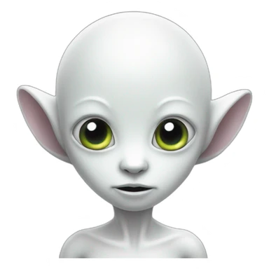 White little alien with tentacles on chin and alien ears sticker