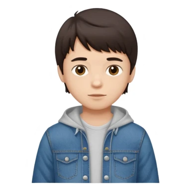 boy dark brown hair with bangs with straight eyebrows folding clothes  sticker
