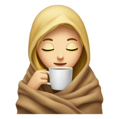 girl inside a blanket sipping coffee eyes closed blonde sticker