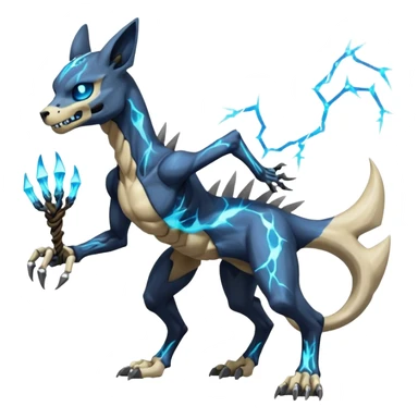 Skeletal Duskull-Manectric-Electrike-Lucio-Cubone-Umbreon-Marowak-Draco-Fakémon-hybrid-creature (full body), 4 legs sticker