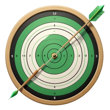 A bow with an arrow drawn back, aimed at a target with concentric rings. The background suggests a calm, outdoor archery range, emphasizing the precision, focus, and skill required in archery as a competitive sport. sticker