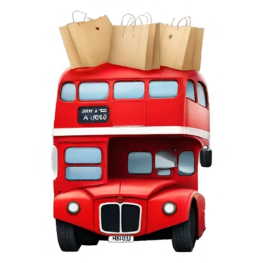 red double decker bus holding shopping bags sticker