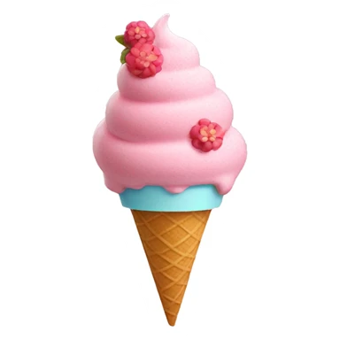 Pink ice cream Sunday with flowers  sticker