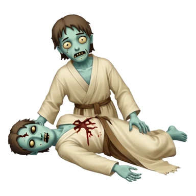 fullbody zombie leper laying on the ground, wearing simple robes and cloths from Jesus times sticker
