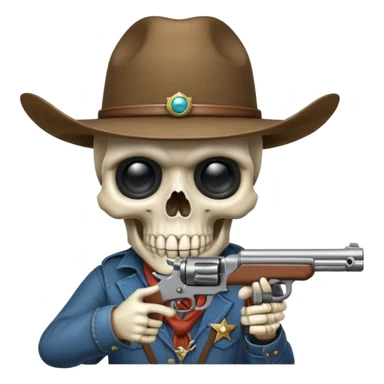 A skull with a vowboy hat and a gun whith a scope sighn on his eye and min holding the gun sticker
