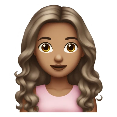 Beautiful tanned girl, long hair, brunette, Brown hair blue eyes, light pink lip color sticker