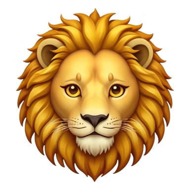 Cinematic Lion Emoji, Vibrant and bold, Iconic and striking design, rim lighting effect, golden and amber tones, Simplified yet expressive features, highly detailed, glowing with warm golden hues, high shine, fierce and majestic, stylized with a touch of fantasy, playful and bold, blending realism with charm, soft glowing outline, clean and immaculate design, confident and strong pose, capturing the essence of a lion in an easily recognizable and captivating form, so lively it feels as though it could roar out of the screen! sticker