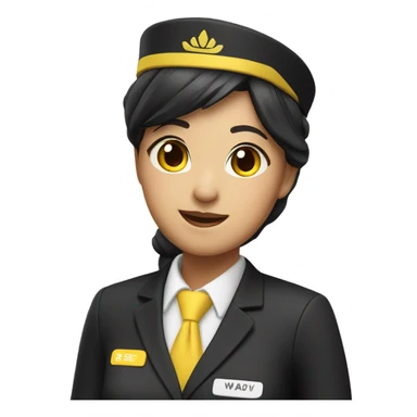 Black yellow flight attendant Asian  sticker