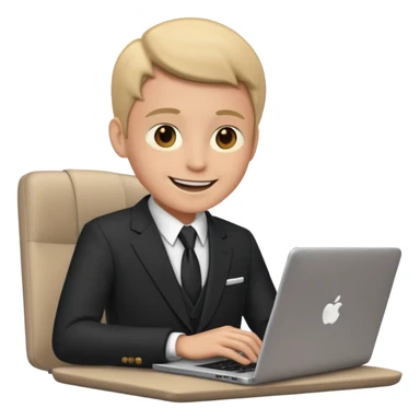 working laptop person suit happy sticker