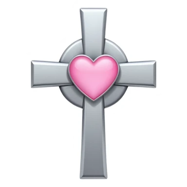 Latin Cross + Pink heart sticker