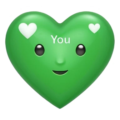 a green heart that says "i love you" on the ffront sticker