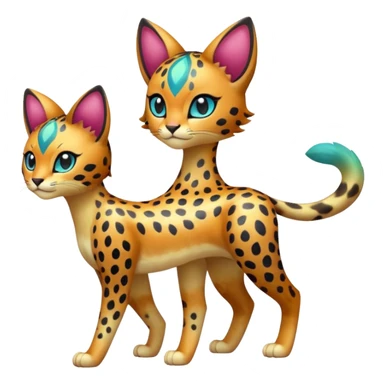 Colorful iridescent  exotic esoteric patterned Gradients-colored realistic elegant lanky feminine cute pretty  Liepard-Litten-Meloetta-Sprigatito-Pokémon-fusion-creature (full body) sticker