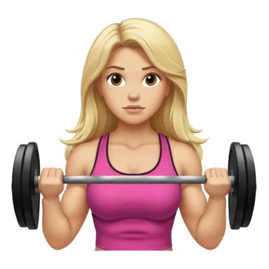 Strong chunky long blonde hair woman lifting weights sticker