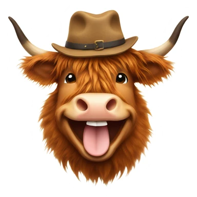 Highland cow with hat, laughing  sticker
